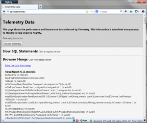 about:telemetry "Browser Hangs" section